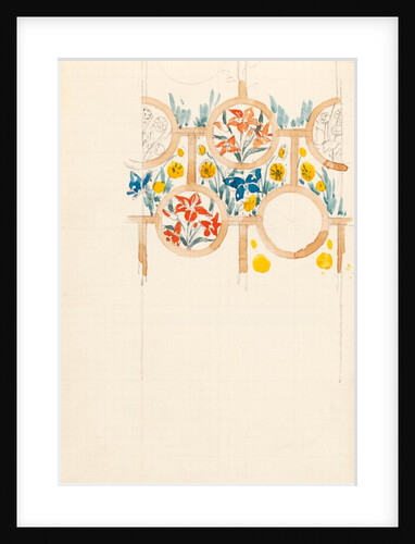 Page from a sketchbook containing designs for textiles, wall-papers and various decorative motifs by Edward Willaim Godwin