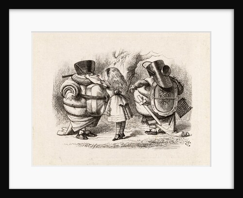 Alice arming Tweedledum and Tweedledee by Dalziel Brothers. Print. England