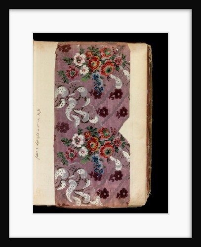 Dress silk with meanders in white leaves and flowers bouquets by Unknown