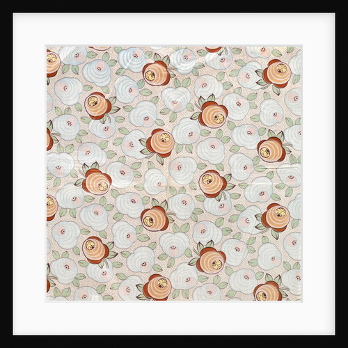 Dress fabric with stylised roses by Unknown
