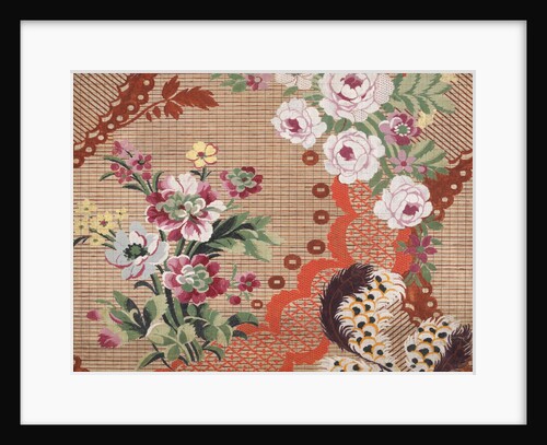 Draft for a woven silk with feathers, flowers, and lace meanders by Anonymous