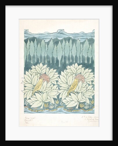 Birds in Bushes and Landscape textile design by Charles Francis Annesley Voysey