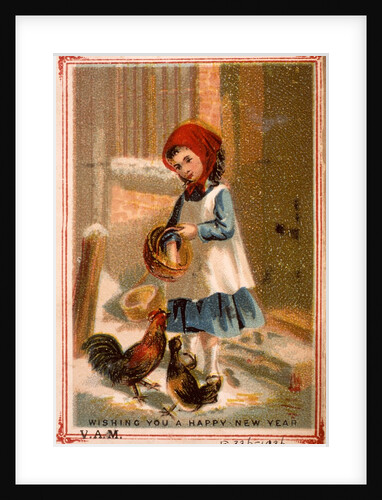Victorian girl feeding chickens by Anonymous