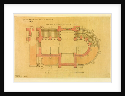 Constantinople Church, half plans by William Burges