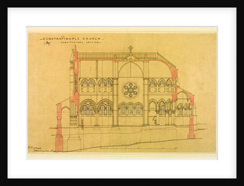 Constantinople Church, longitudinal plan by William Burges