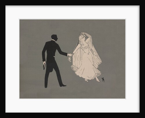 Silhouette of bride and bridegroom holding hands by Anonymous