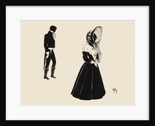 Silhouettes of two figures wearing formal garments by Anonymous