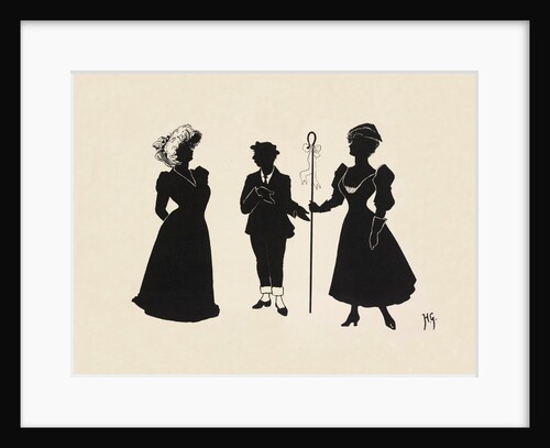 Silhouettes of three figures inlcuding a shepherdess by Anonymous