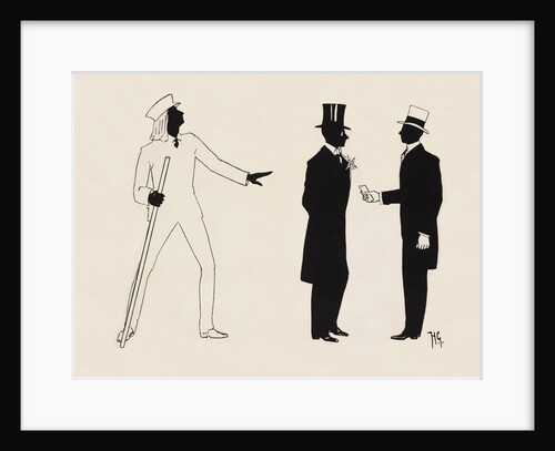 Silhouettes of three male figures talking by Anonymous