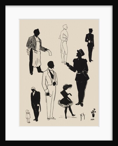 Silhouettes of a range of characters in a variety of costumes by Anonymous