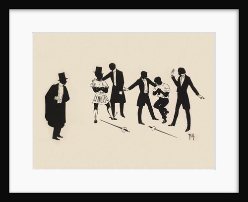 Silhouettes of six male figures by Anonymous