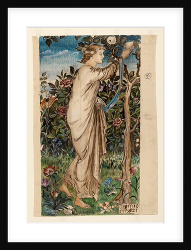 An allegorical figure of a woman plucking an apple from a tree by May Morris