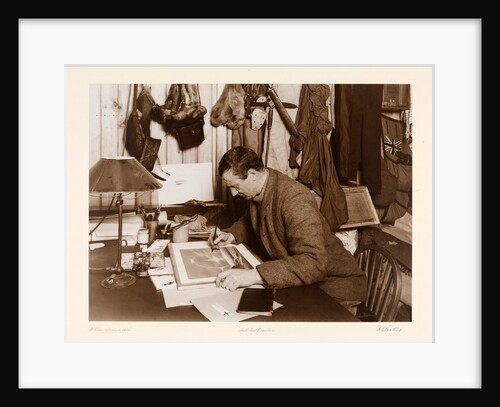 Dr. Edward Adrian Wilson colouring a sketch by Herbert George Ponting
