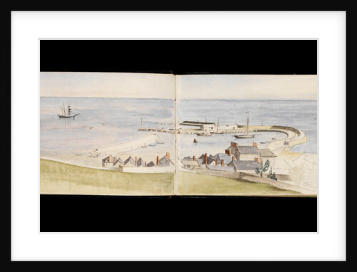 Coastal village, promenade and pier by May Morris