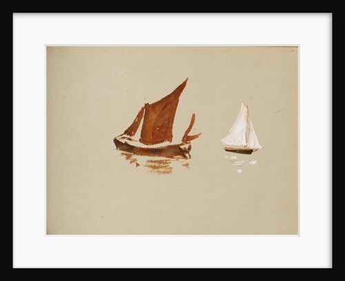 Brown and white sailboats by May Morris
