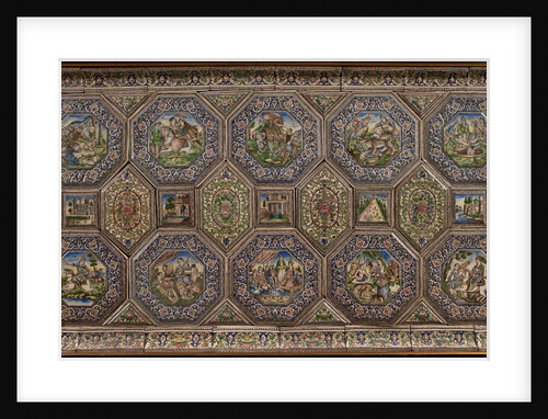 Rectangular panel of fifty-seven tiles, workshop of Ali Muhammad Isfahani by Ali Muhammad Isfahani