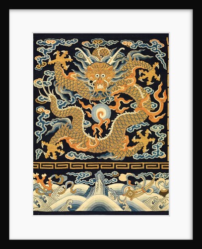 Tapestry with a five-clawed dragon pursuing a pearl amid clouds by Unknown