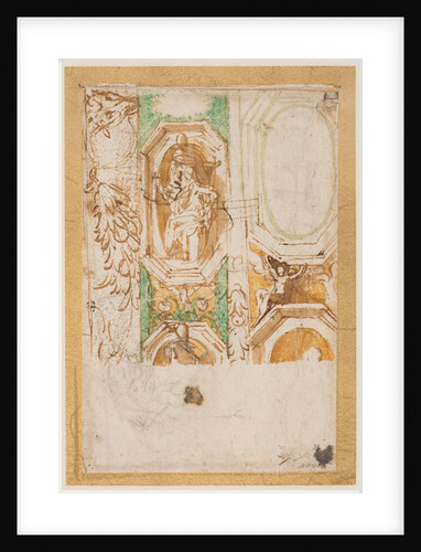Sketch showing details of a decorative scheme for the eastern vault of the Madonna della Steccata, Parma by Parmigianino