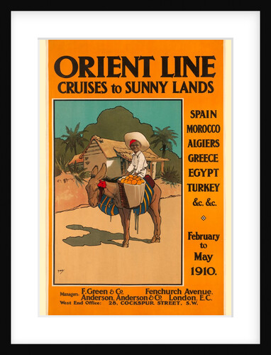 Orient Line Cruises to Sunny Lands, poster advertising the shipping company by John Hassall