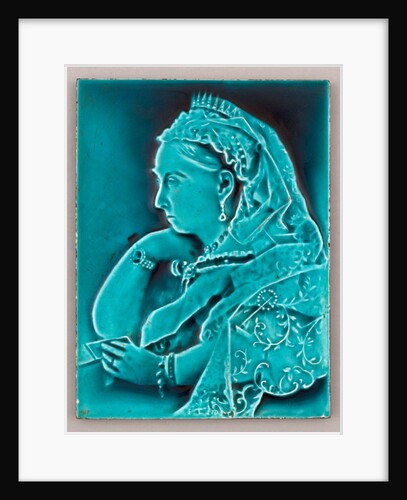 Blue glazed portrait tile of Queen Victoria. by Anonymous