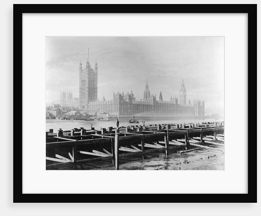The Palace of Westminster during the construction of the Albert Embankment by Unknown