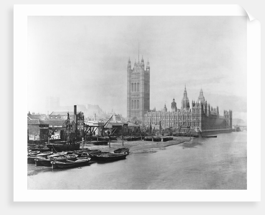 The Palace of Westminster before the construction of the Albert Embankment by Unknown