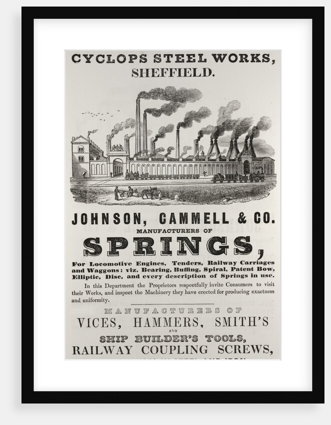 Advertisement for Railway View of Cyclops Steel Works by Unknown