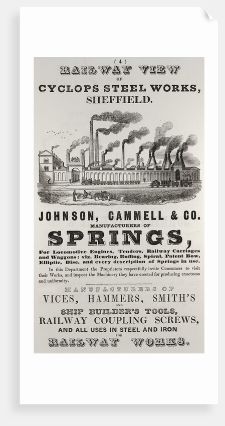 Advertisement for Railway View of Cyclops Steel Works by Unknown