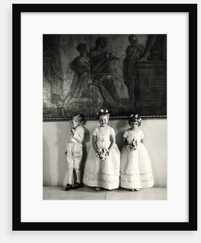 Three bridesmaids girls at the wedding of H.R.H the Duke of Kent and Miss Katharine Worsley at Hovingham Hall by Cecil Beaton