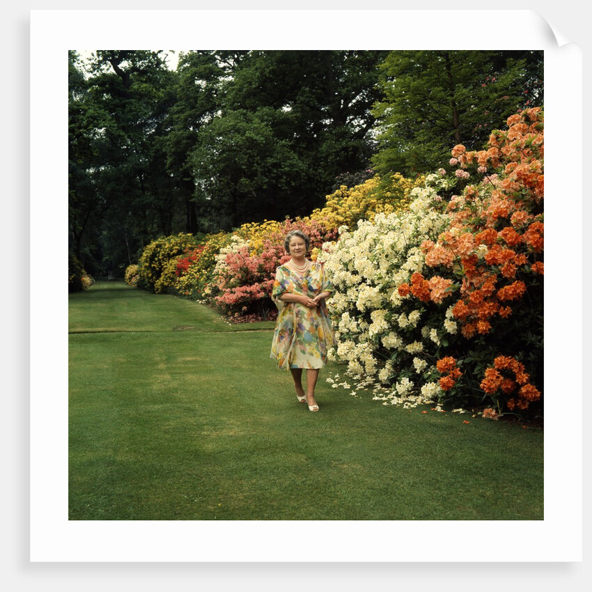 Queen Elizabeth, The Queen Mother in the gardens at Windsor Great Park by Cecil Beaton