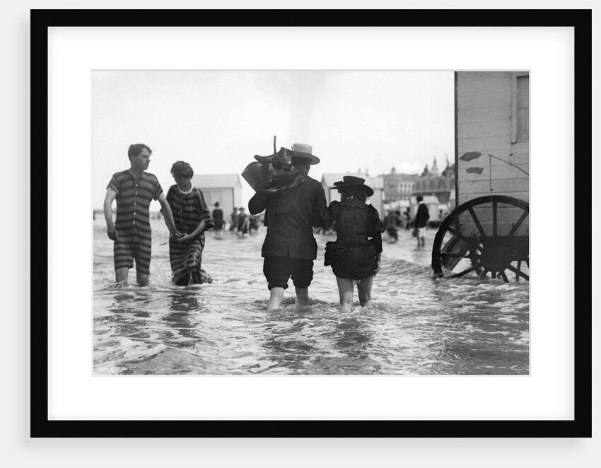 Paddling in Striped Bathing Costumes by Andrew Pitcairn-Knowles
