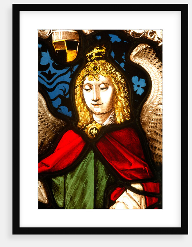 Panel depicting the Arms of Hugo von Hohenlandenberg as the Bishop of Constance with angel supporters by Stuart Cox