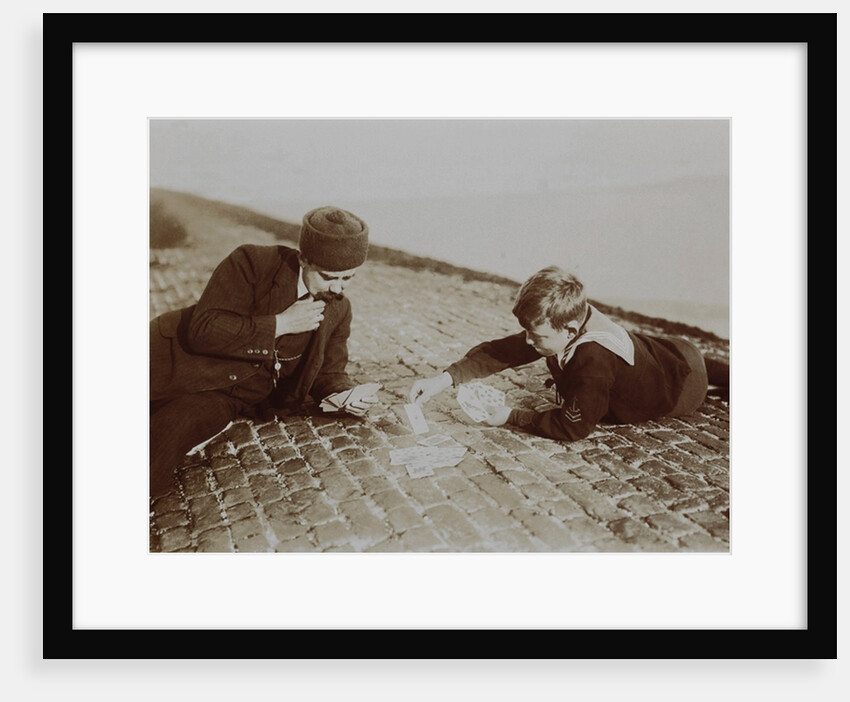 Gordon and Friend playing Cards on Dyke by Andrew Pitcairn-Knowles