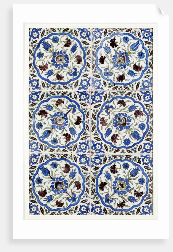 Panel of six tiles by Unknown