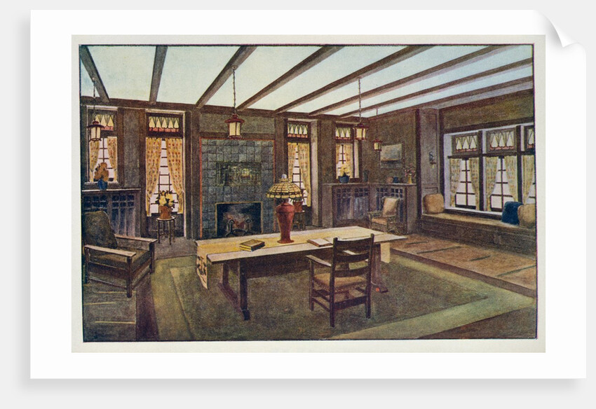 A Craftsman House depicting a living room by unknown