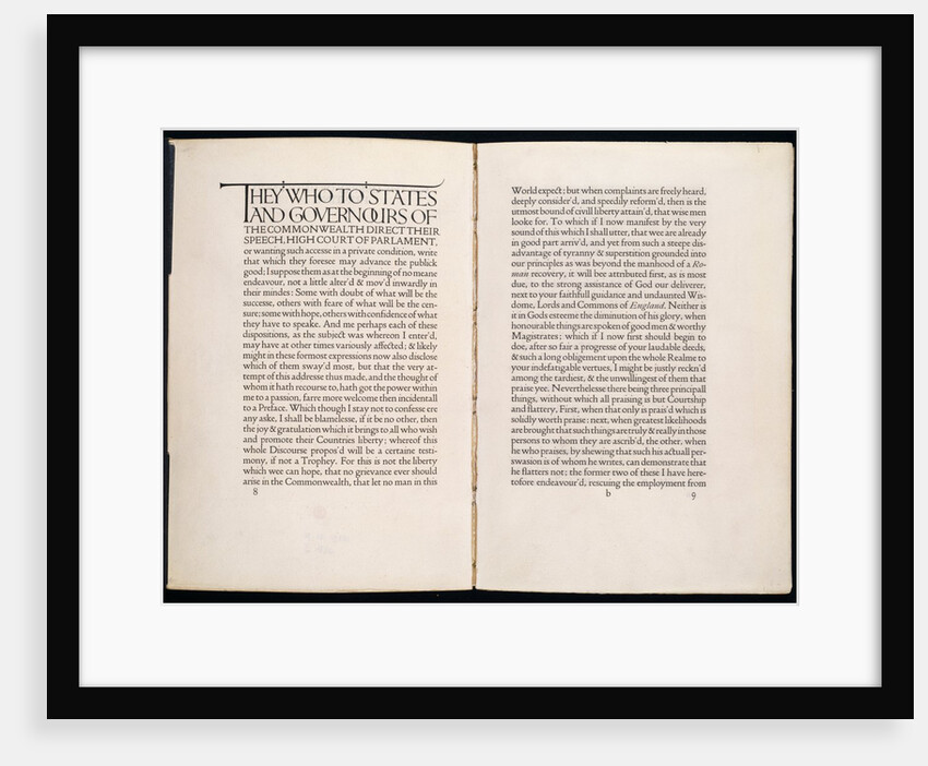 Areopagitica: a speech of Mr John Milton for the Liberty of Unlicenc’d Printing, to the Parlament of England by John Milton