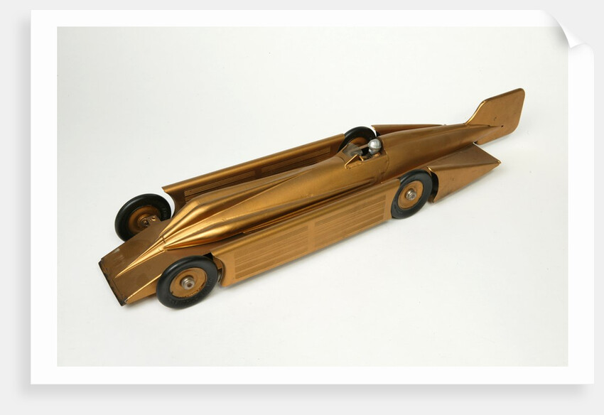Clockwork toy racing car, Golden Arrow Racer by Kingsbury Manufacturing Co