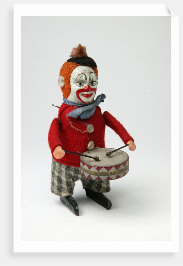 Clockwork toy clown with a drum by Schuco