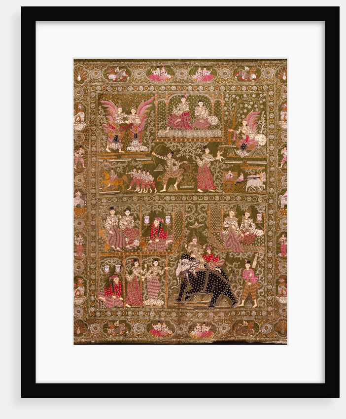 Hanging showing scenes from Jafkata stories. Burma, late 19th century by Unknown