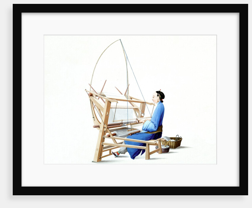Woman weaving cotton by Unknown