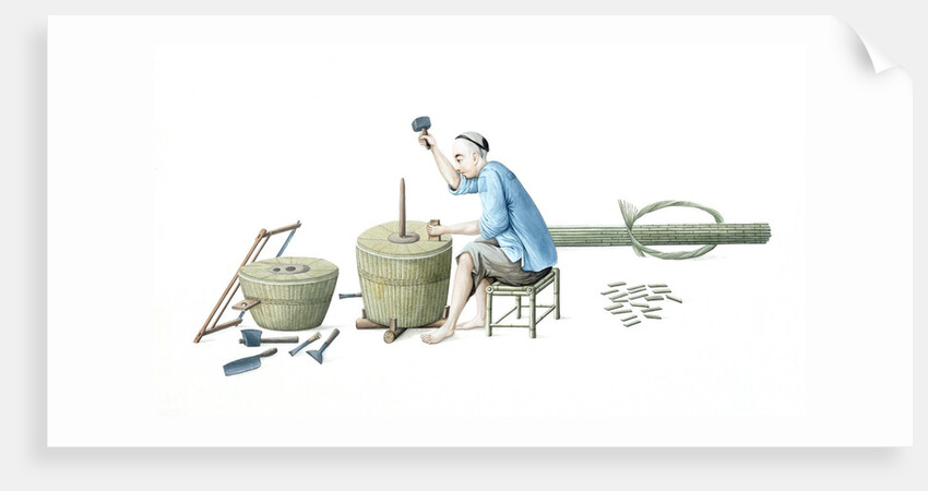 Man making wooden tubs by Unknown