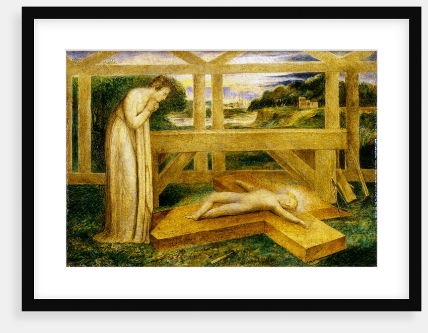 Christ child lying on a cross by William Blake