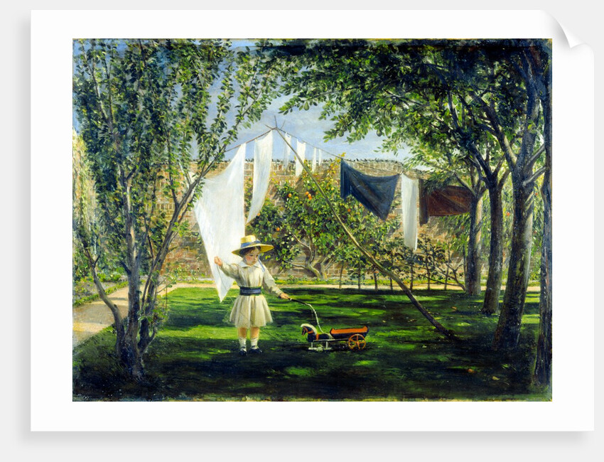 The artist`s youngest son is shown at play with his toys in the back garden of his house by Charles Robert Leslie
