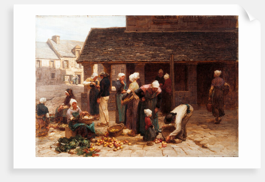 The Marketplace of Ploudalmezeau, Brittany by Leon Augustin L'Hermitte. Brittany, France, 1877 by Leon-Augustin Lhermitte