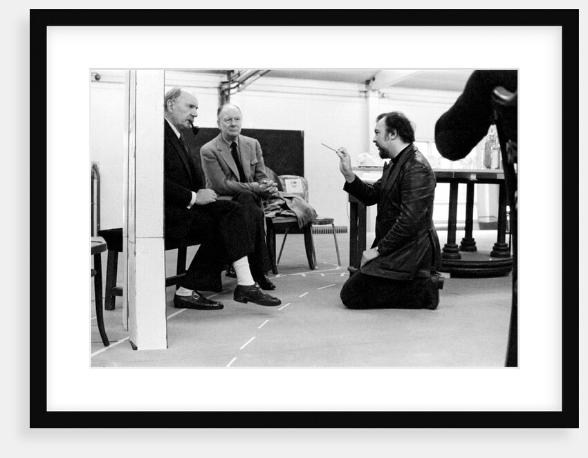 Peter Hall directing John Gielgud and Ralph Richardson in the rehearsal of Harold Pinter's No Man's Land at the Old Vic Theatre by unknown