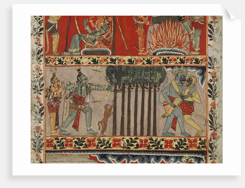 Rama Shooting an Arrow Through Tree, a scene from The Ramayana. Murshidabad, India, early 19th century by Anonymous