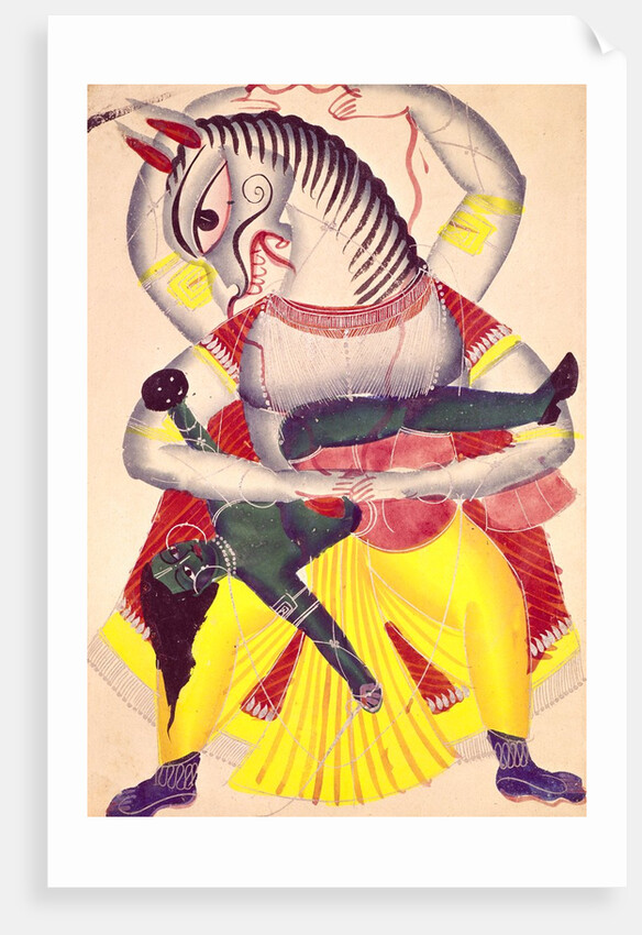 Vishnu as Narasimha in a Kalighat painting. Calcutta, India, c.1855-60 by Unknown