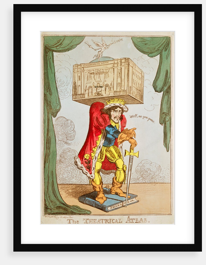 Caricature of Edmund Kean as The Theatrical Atlas by George Cruikshank