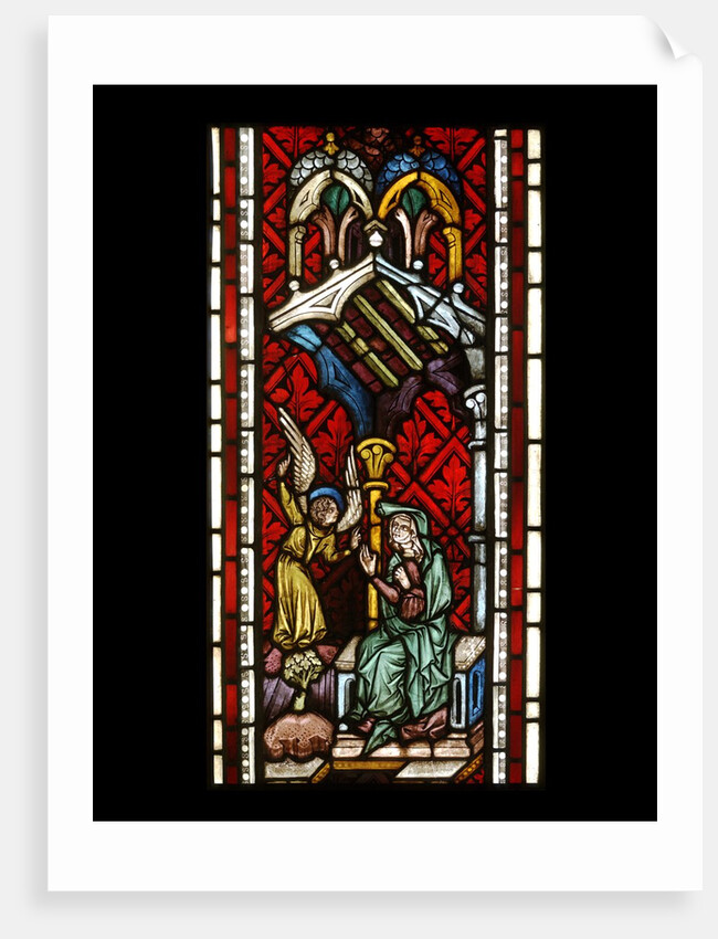 Panel of stained glass depicting The Annunciation to Saint Anne by Unknown