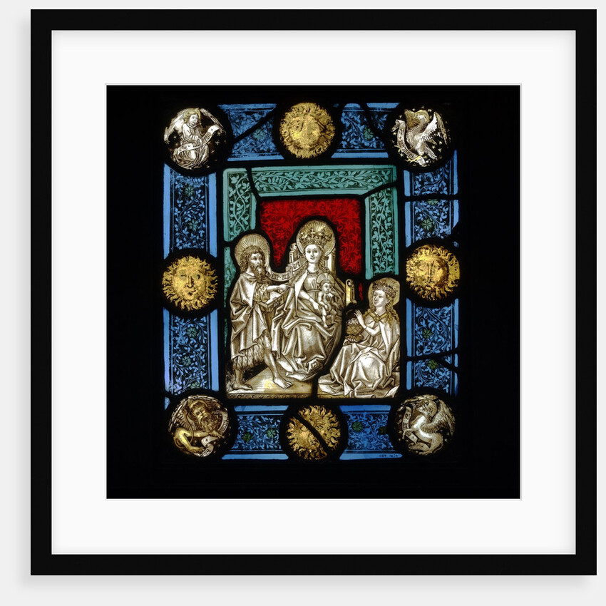 Panel of stained glass depicting The Virgin and Child by Unknown